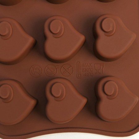 Form for chocolate of the share "Heartburn", silicone, 21.5 × 11 × 1.5 cm, 15 cells, brown color-3