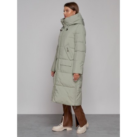 Coat insulated winter female, size 42, green color-1