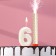 Candle in the cake "Gran + Fountain", number "6", pearl, 6.5 cm