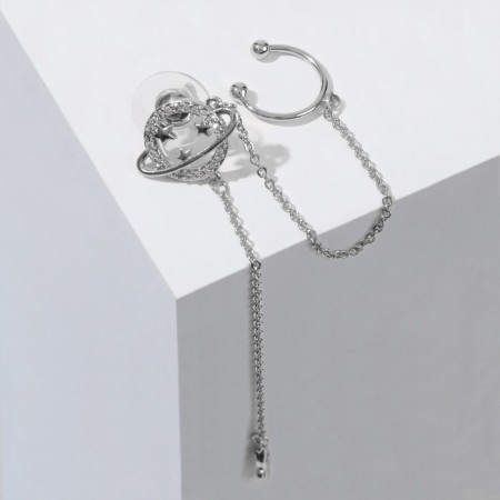 Earring "Kaff" Planet, white color in silver-1