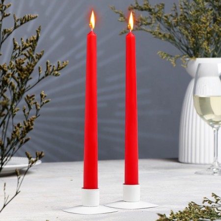 A set of antique candles, 2.2x 25 cm, 2 pieces, red