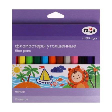 Flomasters 12 colors, "baby", thickened, washed off-1