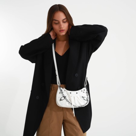 Bag Women's Cross-Bodi, with a zipper, white color-7