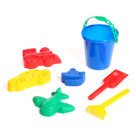 Set for playing in sand No. 110: bucket, 4 molds for sand, robberies-8
