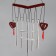 Wind music metal, tree "Double Heart" 7 tubes 72x19 cm