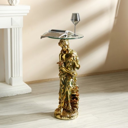 Decorative table "Girl with birds" gold 38x38x80 cm