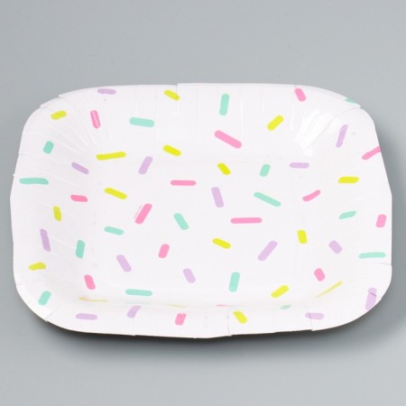 Disposable plate paper square "festive" white, 16.5x16.5 cm-2