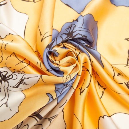 Textile scarf, yellow/blue color, size 70x70-3