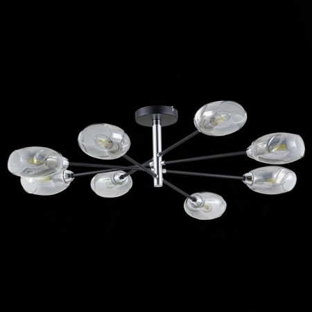 Ceiling EVOLUCE lamp. Sle155512-08. Gloa. 8x40 watts, E14, 84x84x22 cm, black color, chrome-3