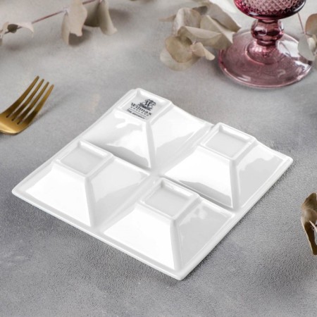 Porcelain 4 cells 4 cells, 15 × 15 cm, white color-2