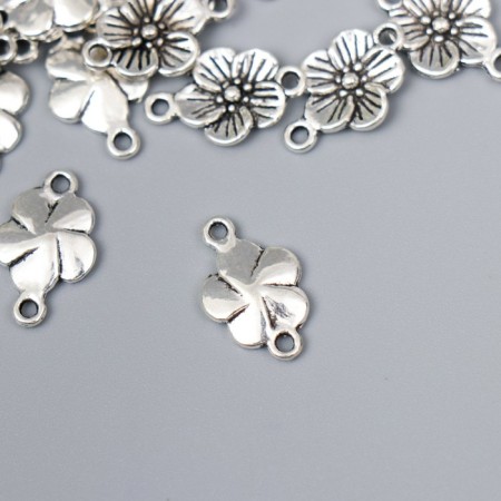 Connector for creativity Metal 2 Ears "forget -me -not" silver G081B807 1.7x1.1 cm-1