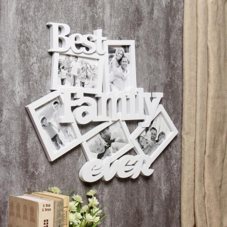 Photo frame plastic in 5 photos 10x15 cm "Best Family" White 43.5x57 cm-1