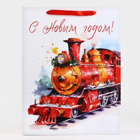 Laminated vertical "New Year train", l 31 x 40 x 11.5 cm, New Year-3