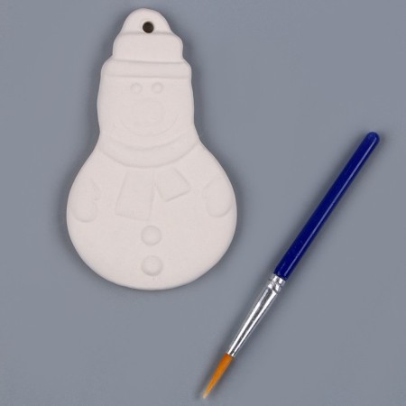 Christmas tree decoration for coloring "Snowman" with a suspension, brush-1