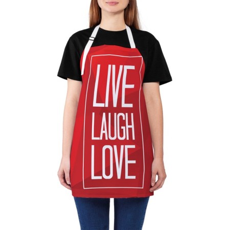 Apron kitchen with a photo print "Live.laugh.love", adjustable, size OS