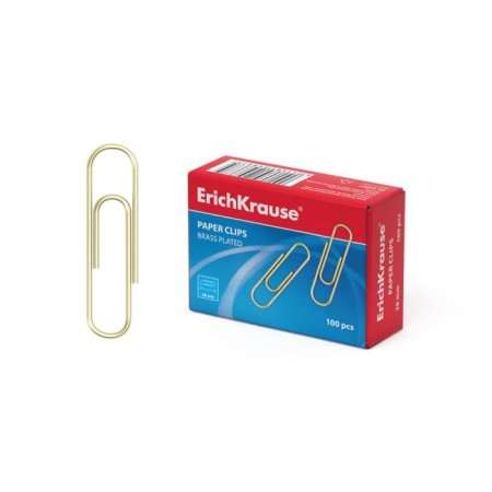 Office paper clips 28mm, 100pcs, ore, Erichkrause, cardboard packaging