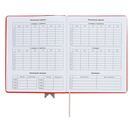Universal diary for grades 1-11 Lenta, solid cover of artificial leather, applique, silkography, liesse, 48 sheets, red-5