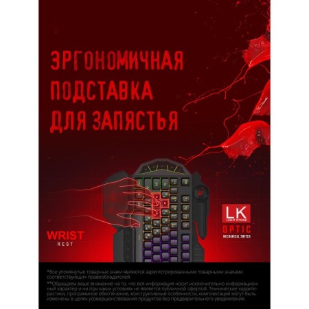 Keyboard A4Tech Bloody B310N Black USB Multimedia for Gamer LED (Carles stand) 103388-5