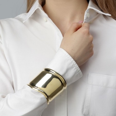 Bracelet Metal "Cuff" bend with strip, color gold-4