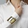 Bracelet Metal "Cuff" bend with strip, color gold
