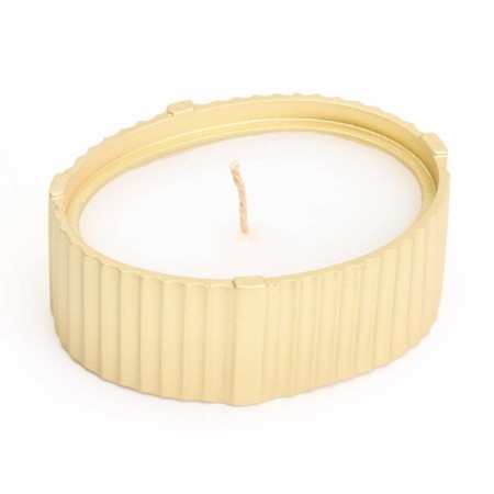 Candle "Oval" in a candlestick with narrow faces, 9x6.5x4cm, gold-3