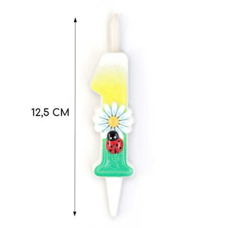 Candle for the cake "Chamomile", 10.2 cm, multi -colored number "1"-1
