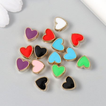 Beads for creativity plastic "heart" gold mix set 15 pcs 0.8x0.5x0.8 cm