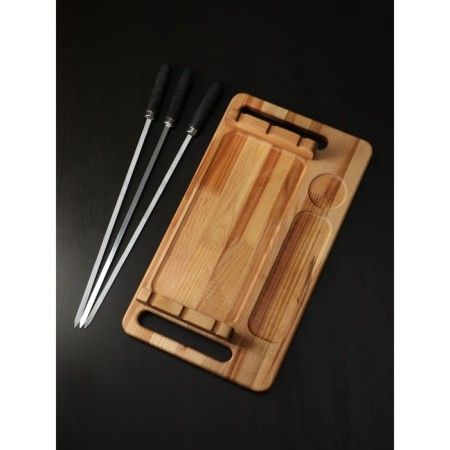 Gift set for the supply of barbecue: a board-board 44 × 24 × 5.5 cm, skewer 3 pcs, dough, birch-4