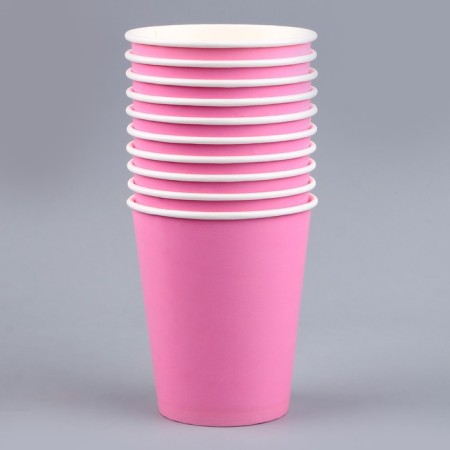 A single -single glass of a plain paper, pink color, volume of 250 ml, set 10 pieces-1