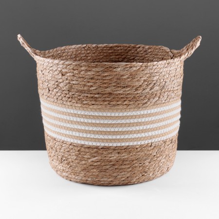 Storage basket with handles "Java", D330 Sh330 B300, natural, white