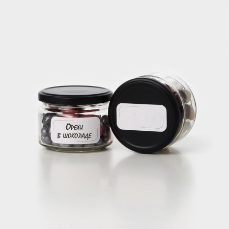 A set of glass cans with a black cover and label, TO-82, 0.25 l, 6 pcs-2