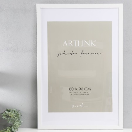 Photo frame MDF "Ellis" 60x90 cm, with a paspartm, white (plastic screen)
