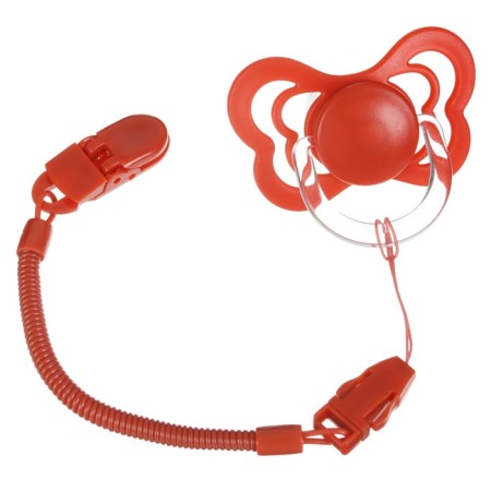 Nipple - orthodontic dummy, silicone, +6 months, with a holder, cherry color-7