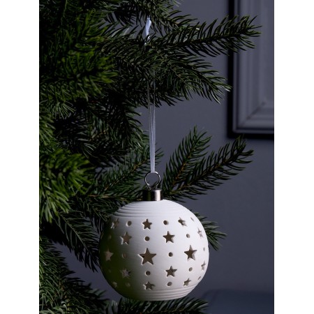 Christmas ball "Starry sky" 9x9x9.8 cm, 1 LED, LR44x3 (in the set), T/white-1