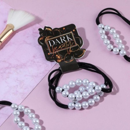 Hair gum with beads "Dark Beauty", 2 pcs.