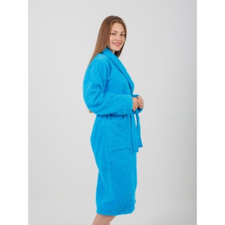 Women's bathrobe, with a shack, size 44-46, blue color-1