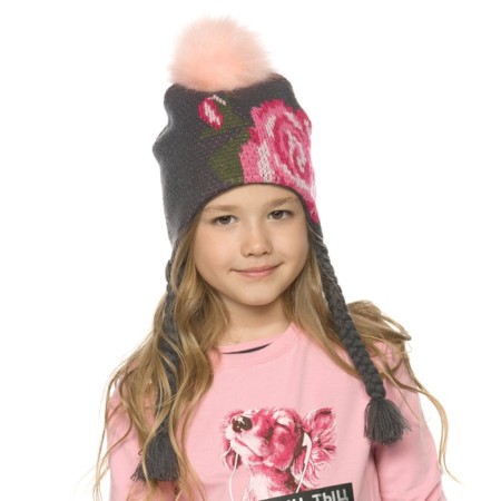 Hat for girls, size 50-51, gray color