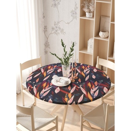 Tables on the table “Abstraction”, round, oxford, elastic band, size 140x140 cm, diameter 105-120 cm-2
