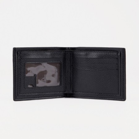 Male purse without fastener, department for bills, for maps, for coins, black color-2