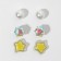 Pusets 3 pairs "Summer Stories" stars, yellow-white color in silver