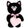 Soft toy "cat with heart", black color, 30 cm