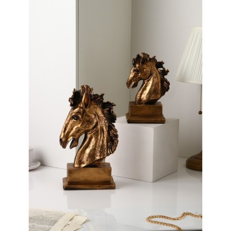 Set of figures "Horse head", polystone, 41 cm, 2 pcs, color gold-2