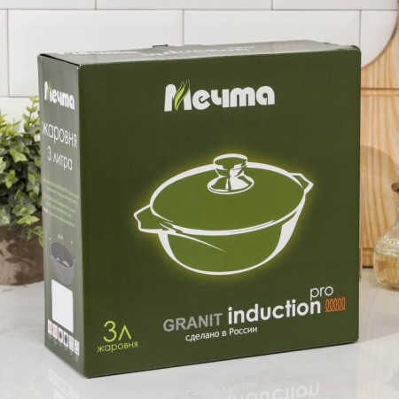 Form "granite Black" Induction Pro, 3 l, d = 28, glass cover, anti -stick coating, induction, color black-5