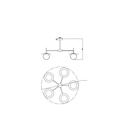 Suspended lamp 60W, 5kHe27, 42x75 cm, brass-4