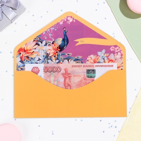 Money envelope "On Birthday!" peach, software, embossing, 19 x 9 cm-1