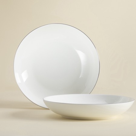 Deep plates SL Home "Cascon", 700 ml, D = 20 cm, set 2 pcs, bone porcelain, white-3