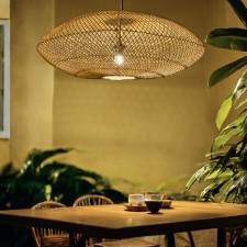 Ceiling light from rattan 