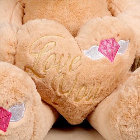 Soft toy "Bear" with heart, 115 cm, beige color-2