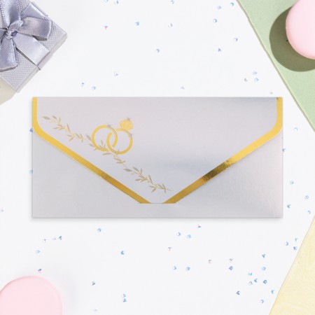 Money envelope "Wedding - 1" rings, embossing, 19.5 x 9 cm-1