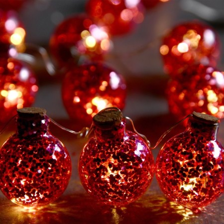 Garland “thread” 1.6 m with nozzles “balls with pink confetti”, IP20, silver thread, 15 LED, glow warm white, AAH2